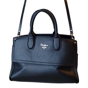 David Jones Paris Black Faux Leather Satchel / Crossbody